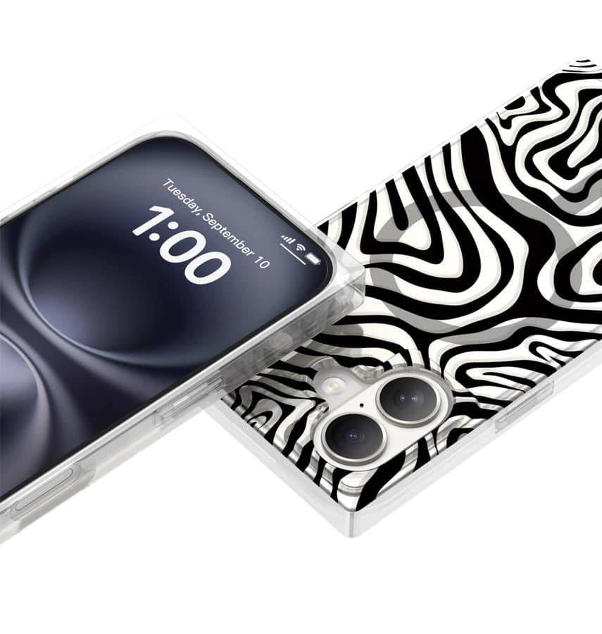 iPhone 17 Blox Case – Mono Swirl | MVR Marbleised Swirl Design, Modular Customization, Wireless Charging Friendly