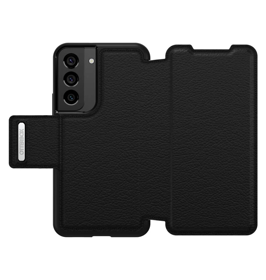 Samsung S22 5G Case – Shadow Black | OtterBox Strada Series Genuine Leather Folio Stylish & Protective Cover
