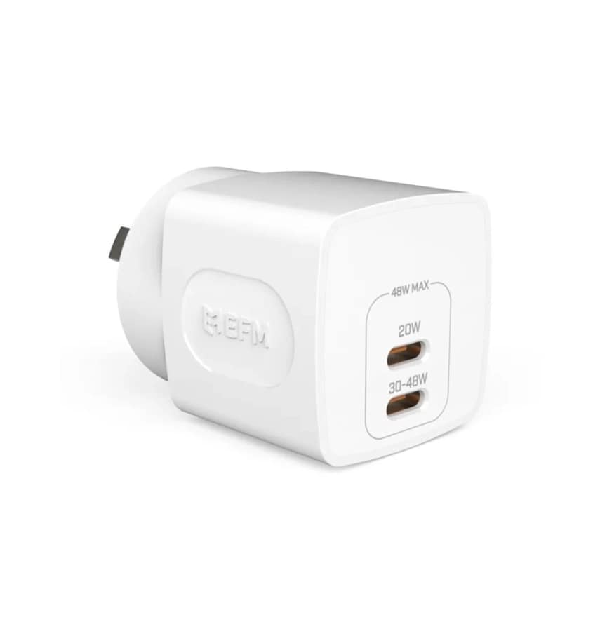 EFM 48W Wall Charger –  Black | GaN Dual Type-C Port Series Compact & Ultra-Fast Charging Adapter