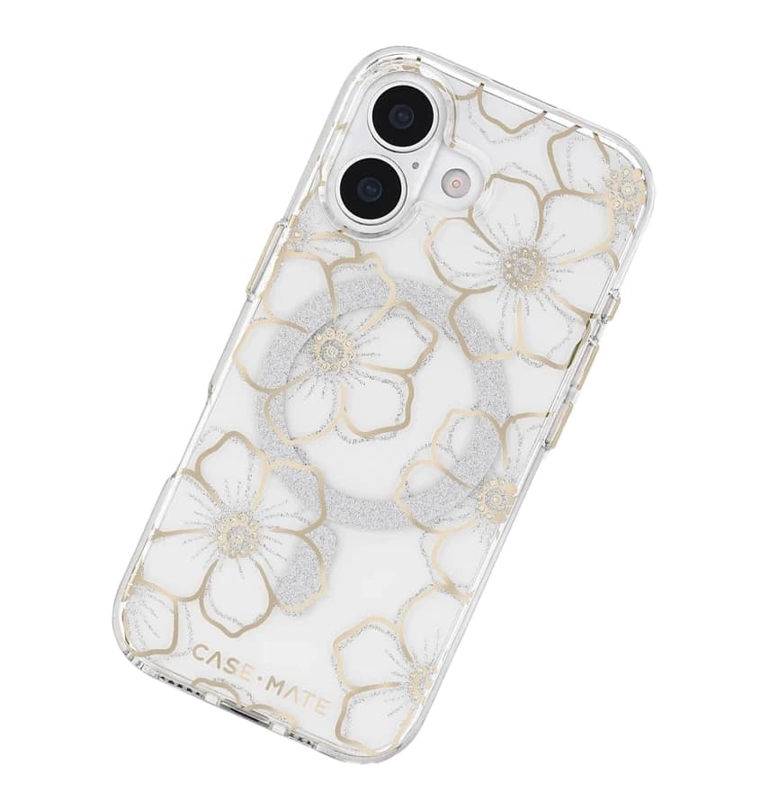 iPhone 17 Floral Gems MagSafe Case – Gold | Case-Mate Stylish Protective Cover with Slim, Durable & Drop Protection