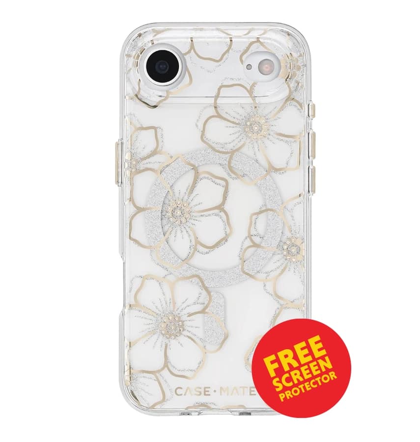 iPhone 17 Air Floral Gems MagSafe Case – Gold | Case-Mate Stylish Protective Cover with Slim, Durable & Drop Protection