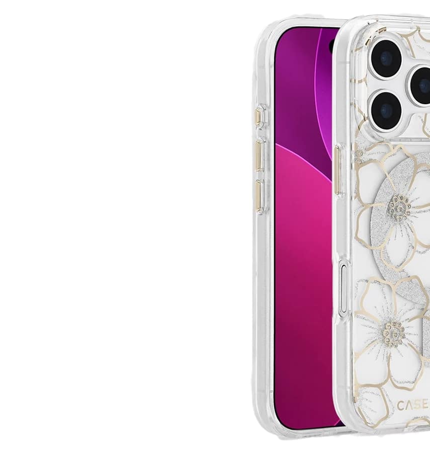 iPhone 17 Pro Floral Gems MagSafe Case – Gold | Case-Mate Stylish Protective Cover with Slim, Durable & Drop Protection