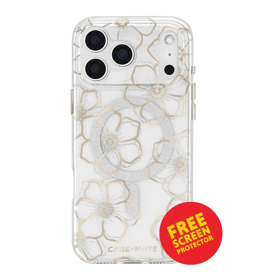 iPhone 17 Pro Max Floral Gems MagSafe Case – Gold | Case-Mate Stylish Protective Cover with Slim, Durable & Drop Protection