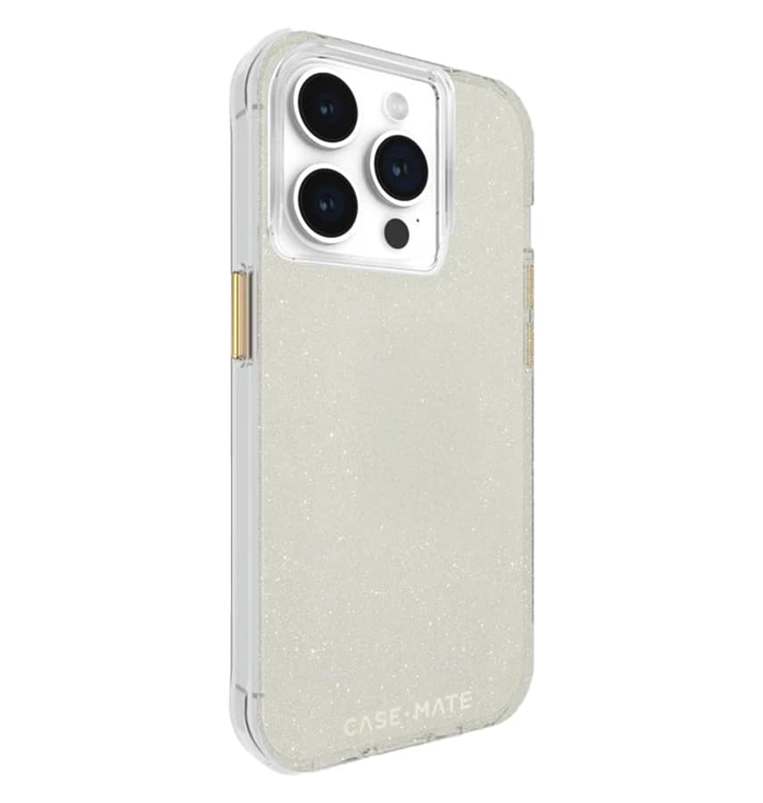 iPhone 15 Pro Case – Gold | Case-Mate Sheer Crystal MagSafe Cover with Sparkling Finish & Drop Protection