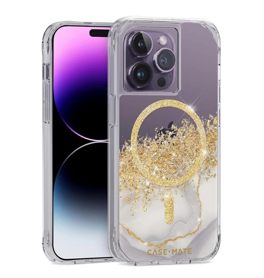 iPhone 14 Pro Case – White Marble | Case-Mate Karat Marble MagSafe Cover with Elegant Design & Impact Protection