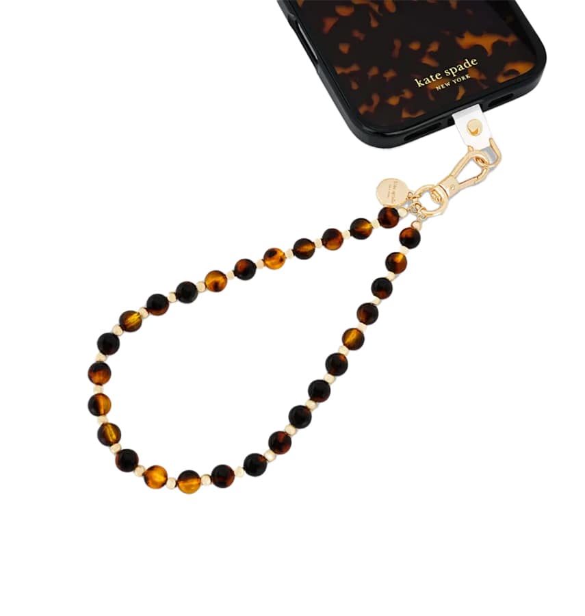 Kate Spade Phone Charm Wrist Strap – Tortoise | Stylish & Durable Accessory for iPhone & Other Smartphones