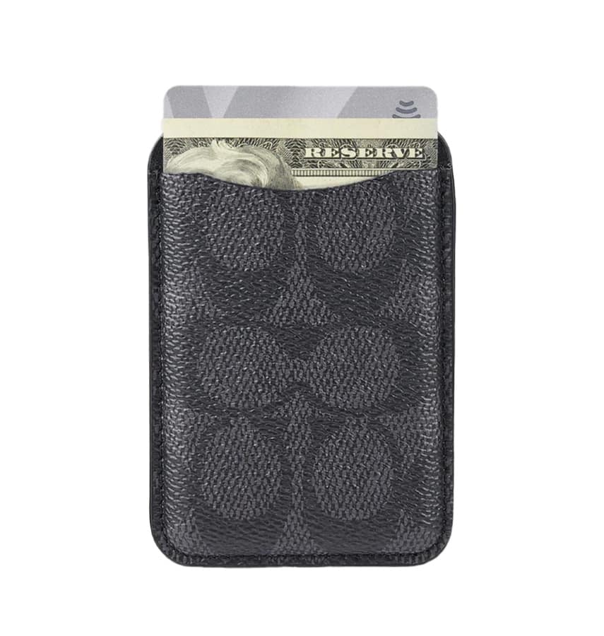 Coach MagSafe Card Holder – Signature Charcoal | Stylish & Durable iPhone Accessory with Secure Magnetic Attachment