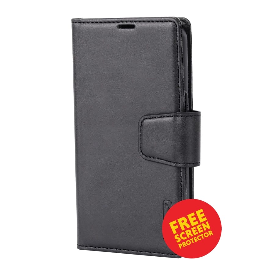 Samsung S26 Leather Case – Black | Hanman Magnetic Detachable Wallet Protective Cover with Slim & Durable Design