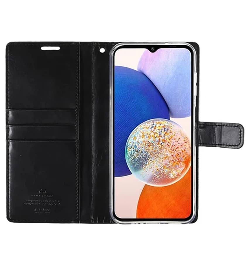 Samsung S26 Ultra Diary Case – Black | Goospery Mercury Bluemoon with Card Holder & Shockproof Protection