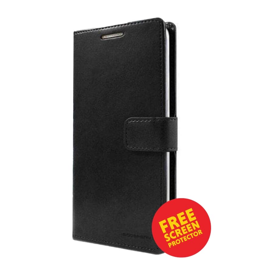 Samsung S26 Ultra Diary Case – Black | Goospery Mercury Bluemoon with Card Holder & Shockproof Protection