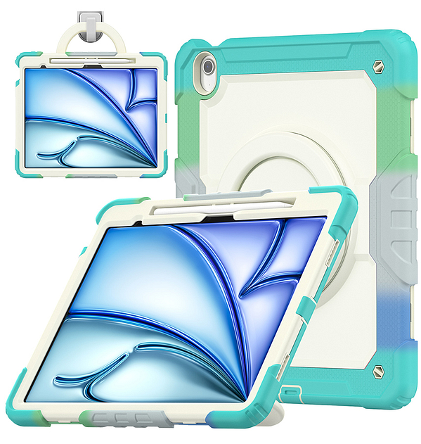 iPad 10.2 (9th/10th Gen) Survivor 360° Protective Case - Shockproof Handle Cover (Rainbow Blue)