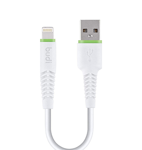Budi 20cm Lightning Cable - MFi Certified Short Charging Cable for iPhone (White) - Model 150L20