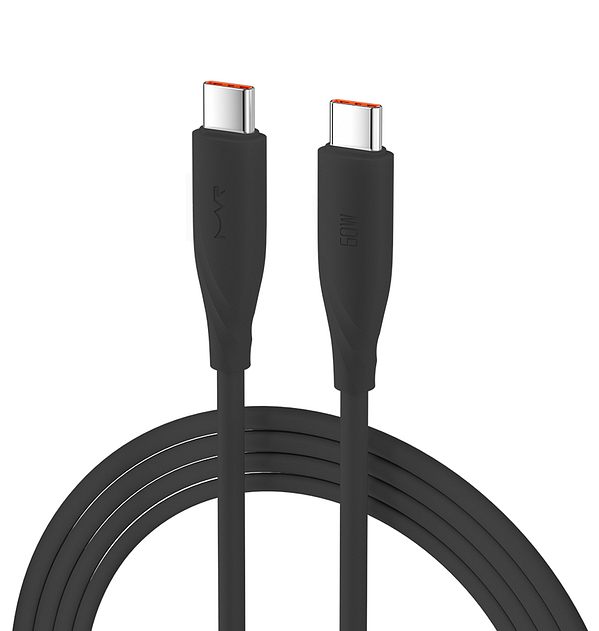 MVR 60W Fast Charging Cable (1m) - Type - C to Type - C | PD 3.0 Compatible, Nylon Braided & Data Sync - Black