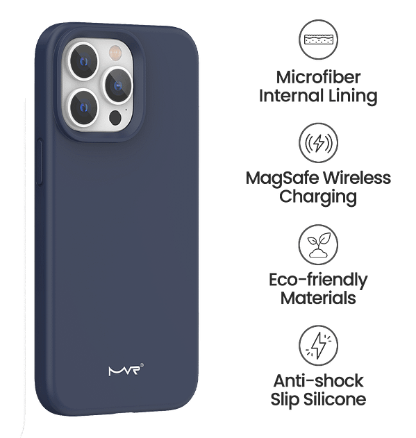 iPhone 15 Pro Max MVR Liquid Silicone Case - Slim Fit Non - Slip Grip (Classic Navy Blue) - Image 5