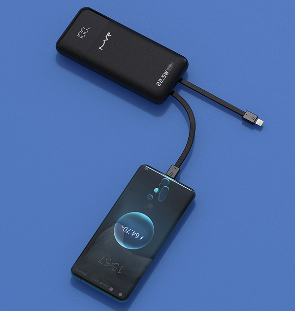 10000mAh Power Bank with Built - in Cable - MVR Rapid 10W Fast Charging | Compact & Portable (Black) - Image 6