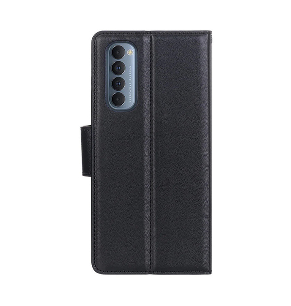 Samsung Galaxy A25 Black Leather Wallet Case - Secure Clasp Design | Slim Profile, Card Pockets & 360° Protection