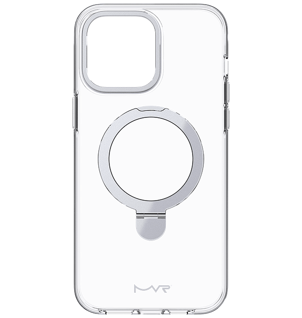 iPhone 13/14/15/16e MVR Stellar Stand Case - Metallic Silver | Reinforced Corners & Wireless Charging Compatible (Sturdy Kickstand Design)