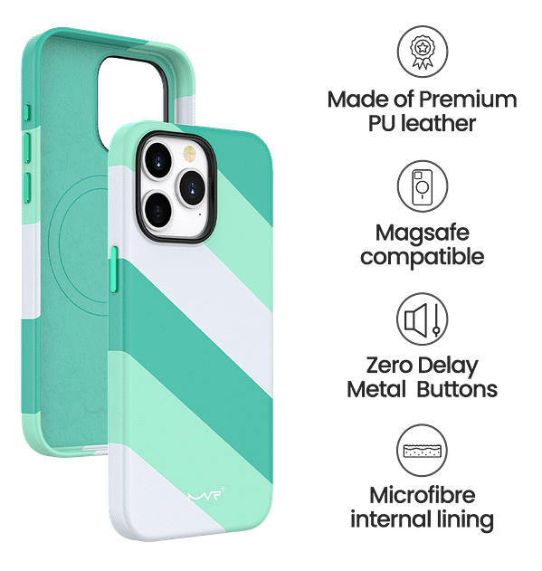iPhone 15 Pro MVR Stripe Vibe Case - Mint Green | Retro - Inspired Striped Design with Non - Slip Grip - Image 5