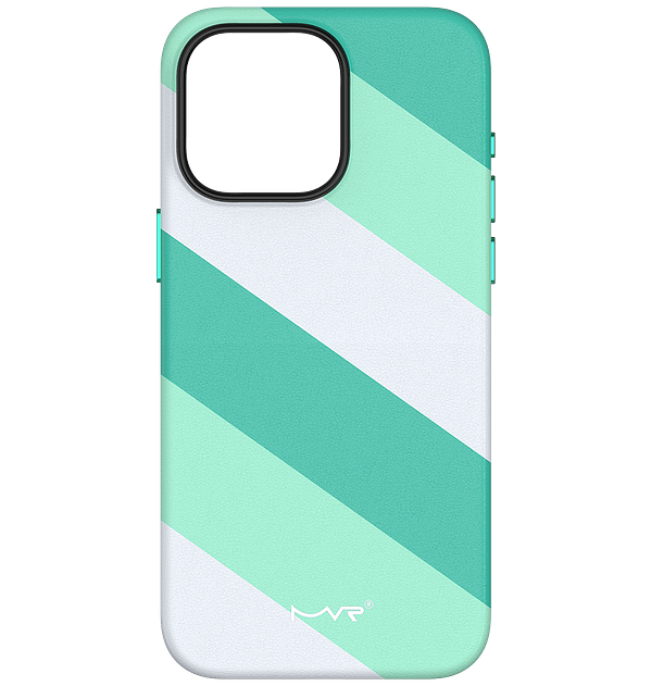 iPhone 15 Pro MVR Stripe Vibe Case - Mint Green | Retro - Inspired Striped Design with Non - Slip Grip