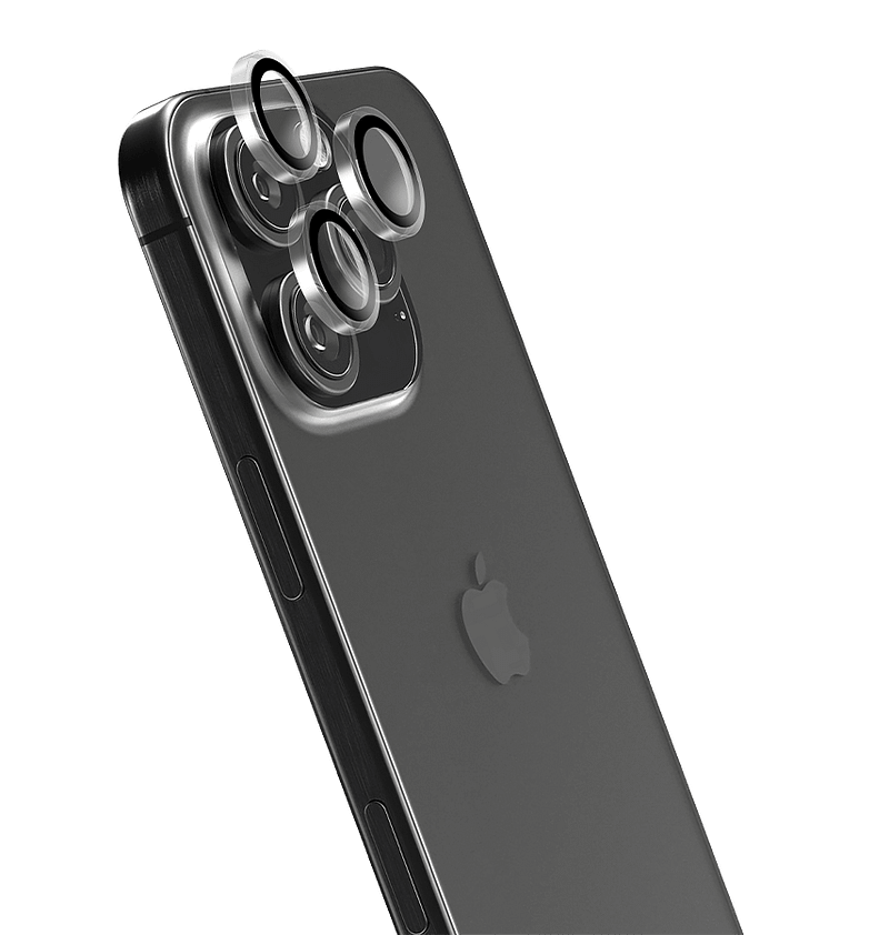 Clear MVR alloy glass camera lens protector for iPhone 16 Pro/Pro Max, durable protection.