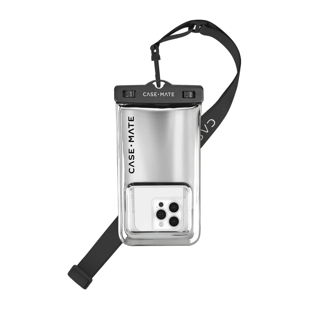 Case-Mate Waterproof Floating Pouch – Silver Chrome | Universal Protective Pouch with Touchscreen Access & Floating Design