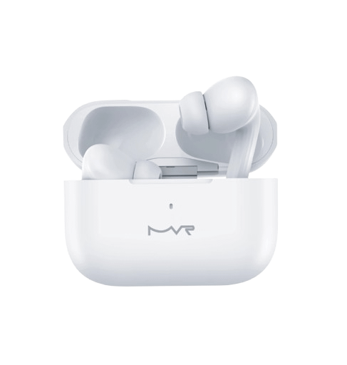 MVR Robin Pro 2.0 TWS Earphones – White | True Wireless Stereo with Wireless Charging