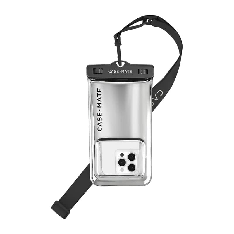 Case-Mate Waterproof Floating Pouch – Silver Chrome | Universal Protective Pouch with Touchscreen Access & Floating Design
