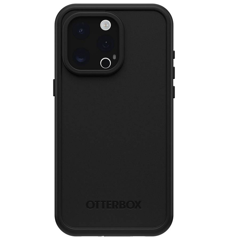 Black Otterbox Fre MagSafe back cover for iPhone 16 Pro Max, water-resistant and rugged.
