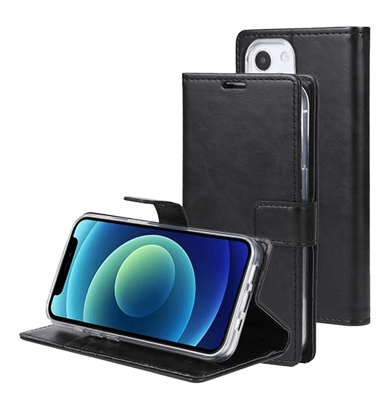 Black Bluemoon flip wallet case for iPhone 14 Pro Max, sleek and practical