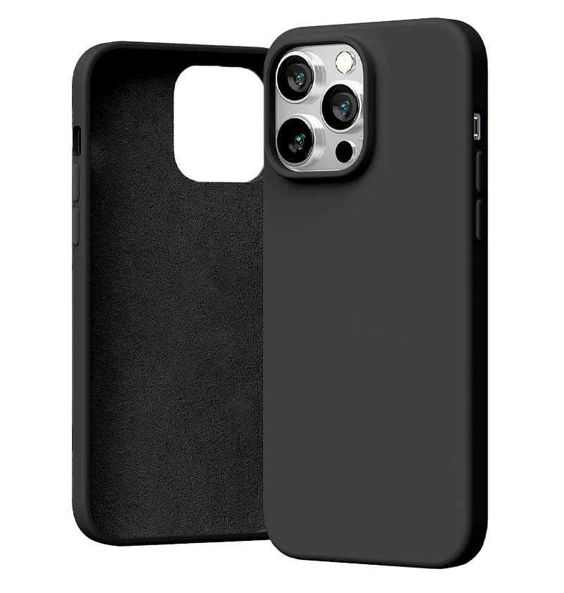 Black silicon back cover for iPhone 14 Pro Max, slim and durable fit