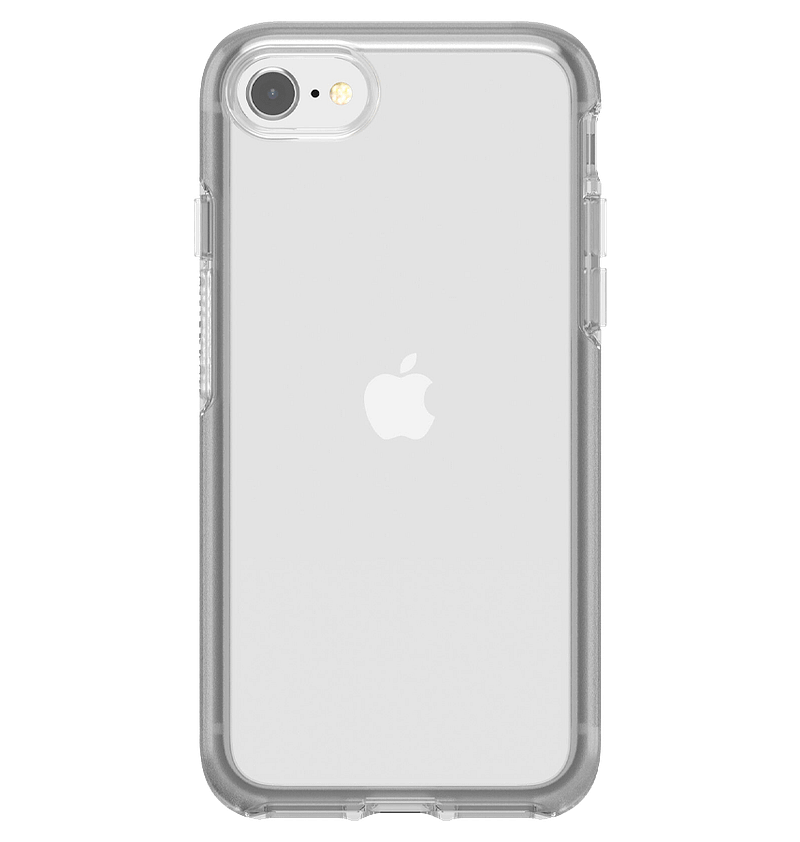 Clear Otterbox Symmetry back cover for iPhone 7/8/SE2, strong and slim protection.