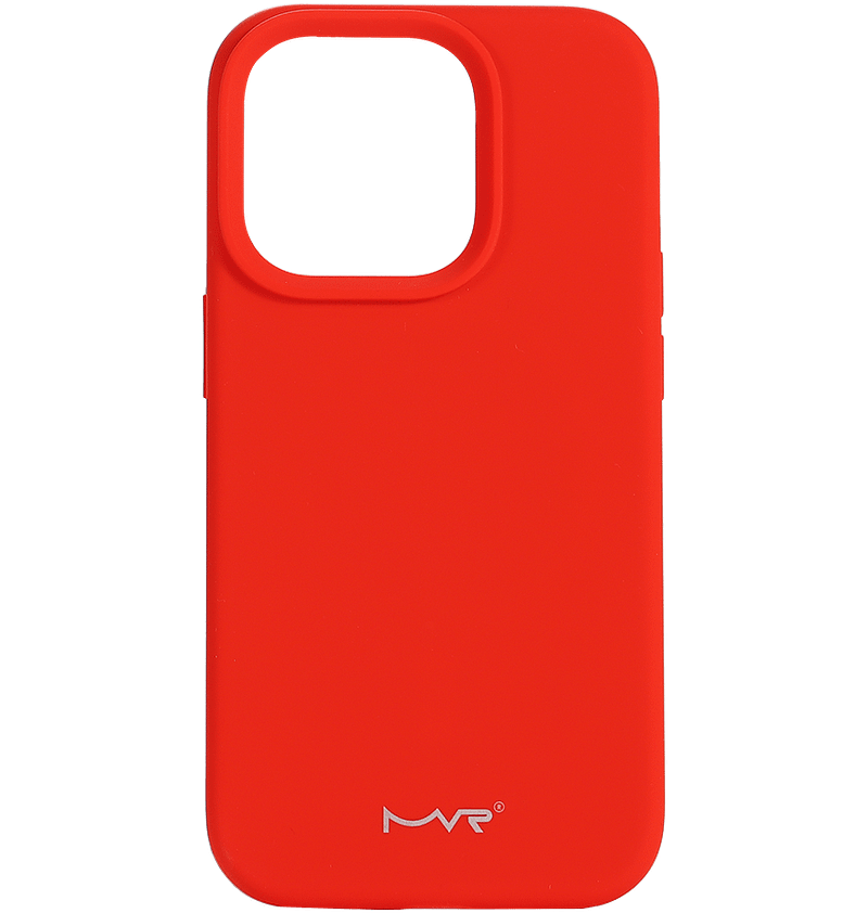 Red MVR Liquid Silicone Back Cover for iPhone 15 Pro Max, soft and flexible protection