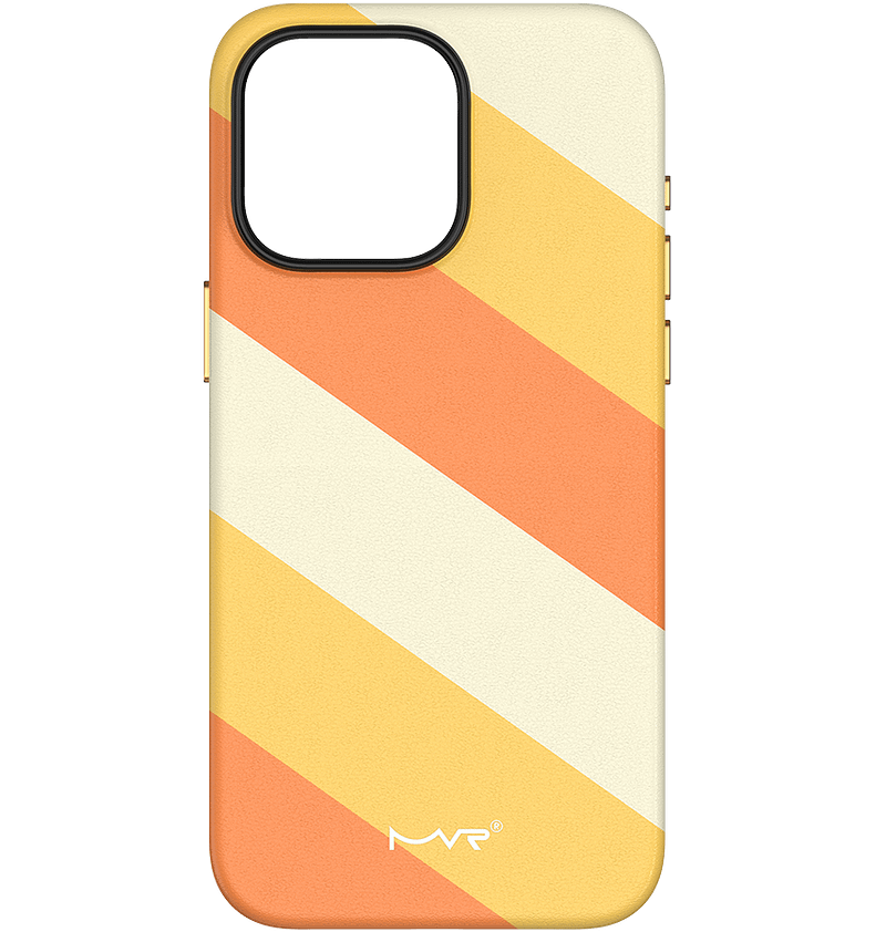 Apricot Yellow MVR Stripe Vibe Back Cover for iPhone 15 Pro Max, bright and fun