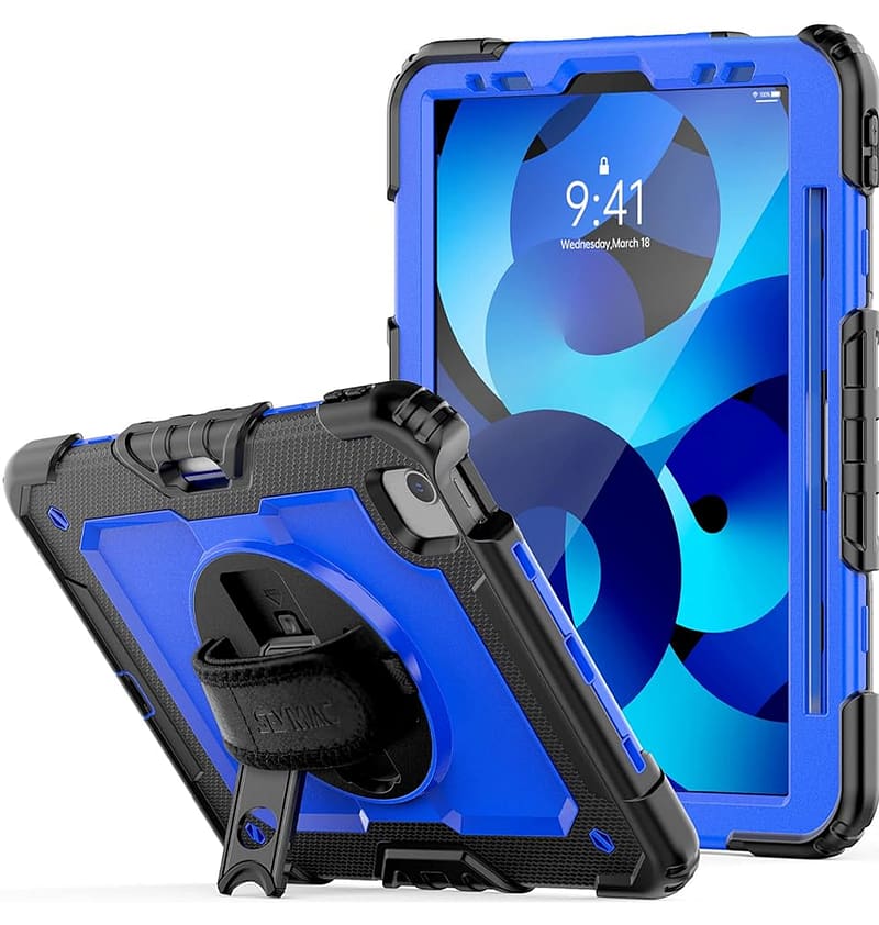 Dark Blue Survivor hand strap case for iPad 10.9 10th Gen, rugged and secure fit