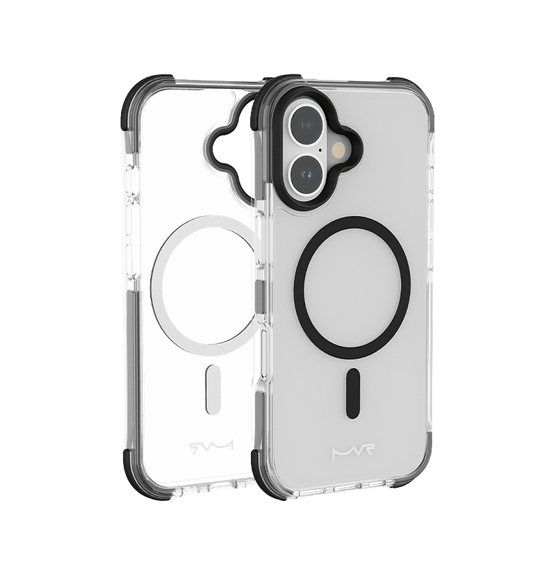 Black MVR Robust Back Cover for iPhone 16, strong and reliable protection