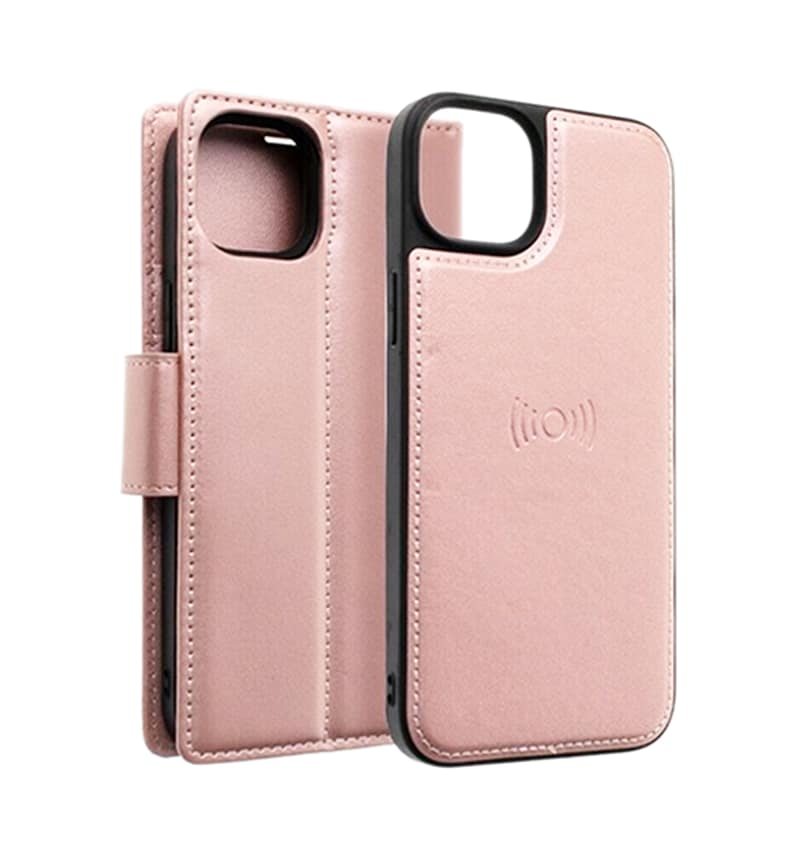 Rose Gold/Black Hanman Magnetic Detachable Leather Flip Wallet Case for iPhone 15 Pro, elegant and practical