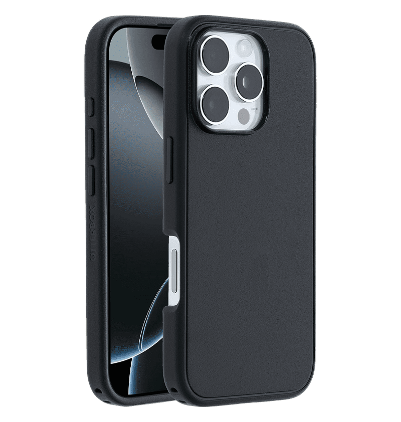 Black Otterbox Symmetry MagSafe back cover for iPhone 16 Pro Max, tough and sleek protection.