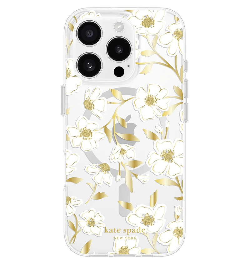 White Floral MagSafe Case Back Cover for iPhone 16 Pro, chic design