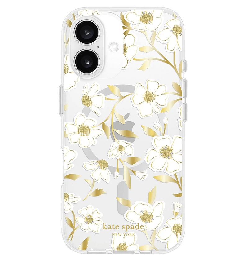 White Kate Spade Floral MagSafe Case Back Cover for iPhone 16, elegant and floral