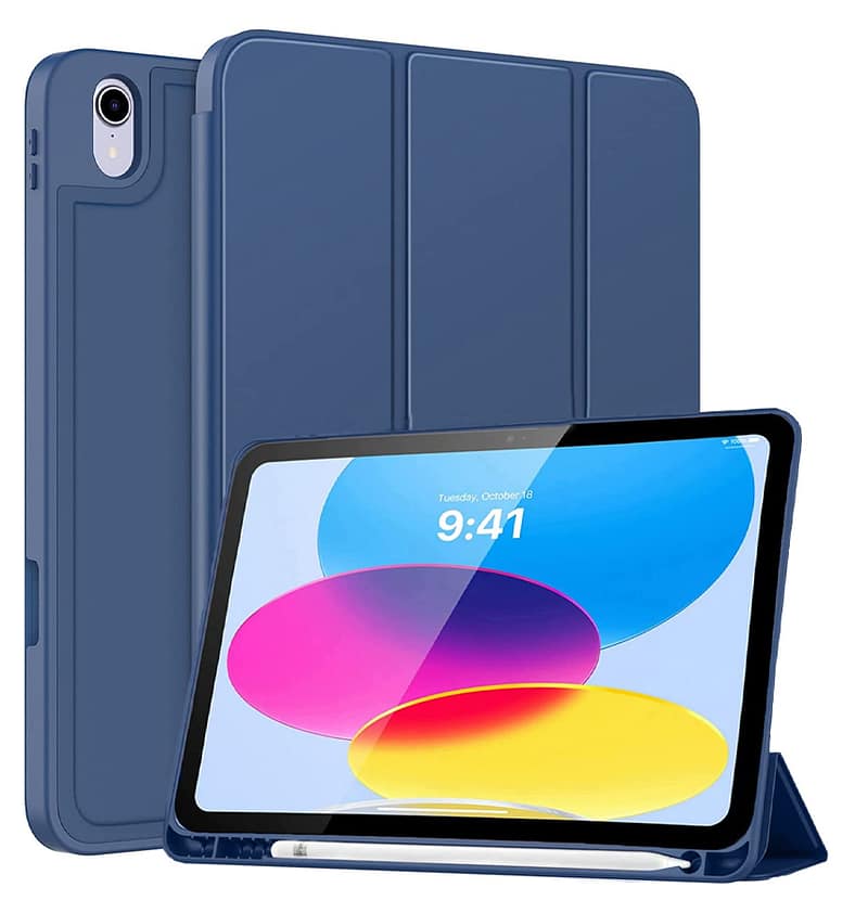 Navy Canvas Smart case with pen slot for iPad 10.9 10th Gen, sleek and secure fit
