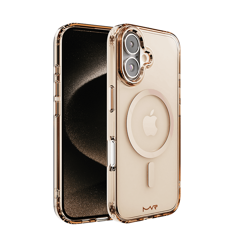 Rose Gold MVR Impact IMD Back Cover for iPhone 16, elegant and protective