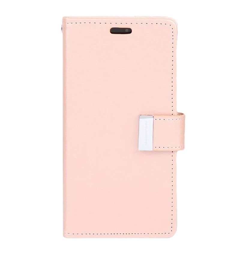 Rose Gold/Rose Gold Mercury Rich Diary Flip Wallet Case for iPhone 14 Pro, elegant and protective.