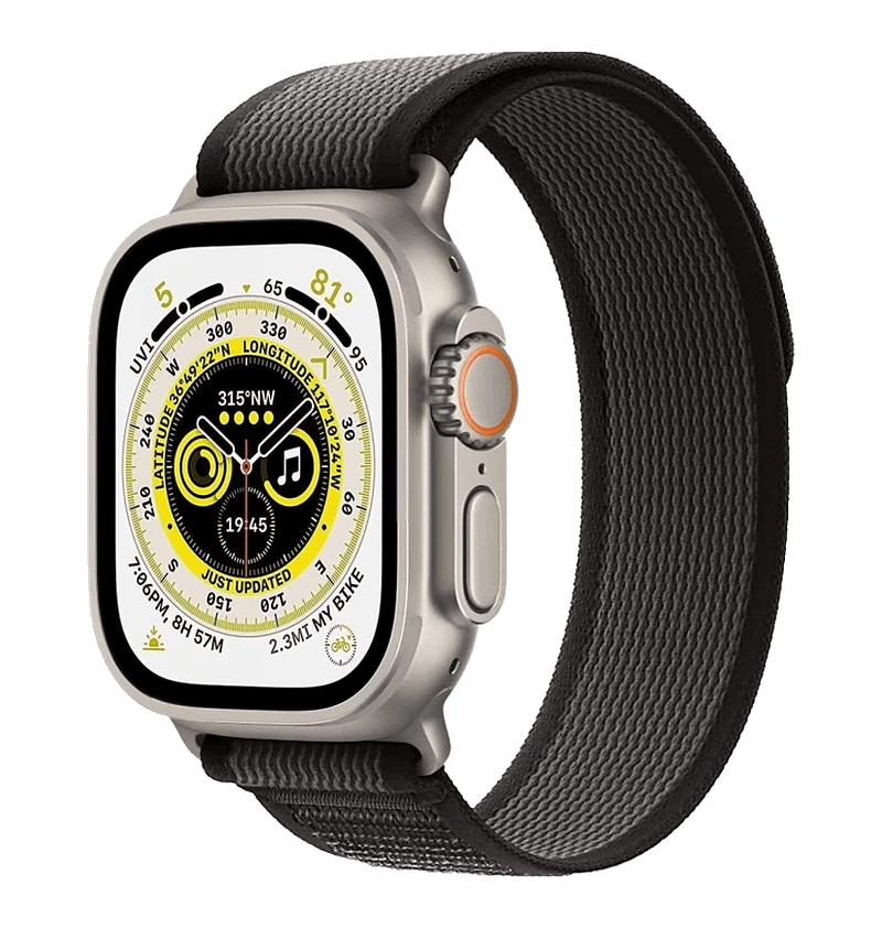 Apple Watch 38/40/41mm wild path loop sports band, black/grey, rugged and comfy for workouts