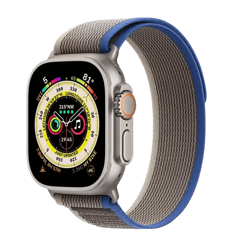 Apple Watch 38/40/41mm wild path loop sports band, blue/grey, comfortable and durable for active use
