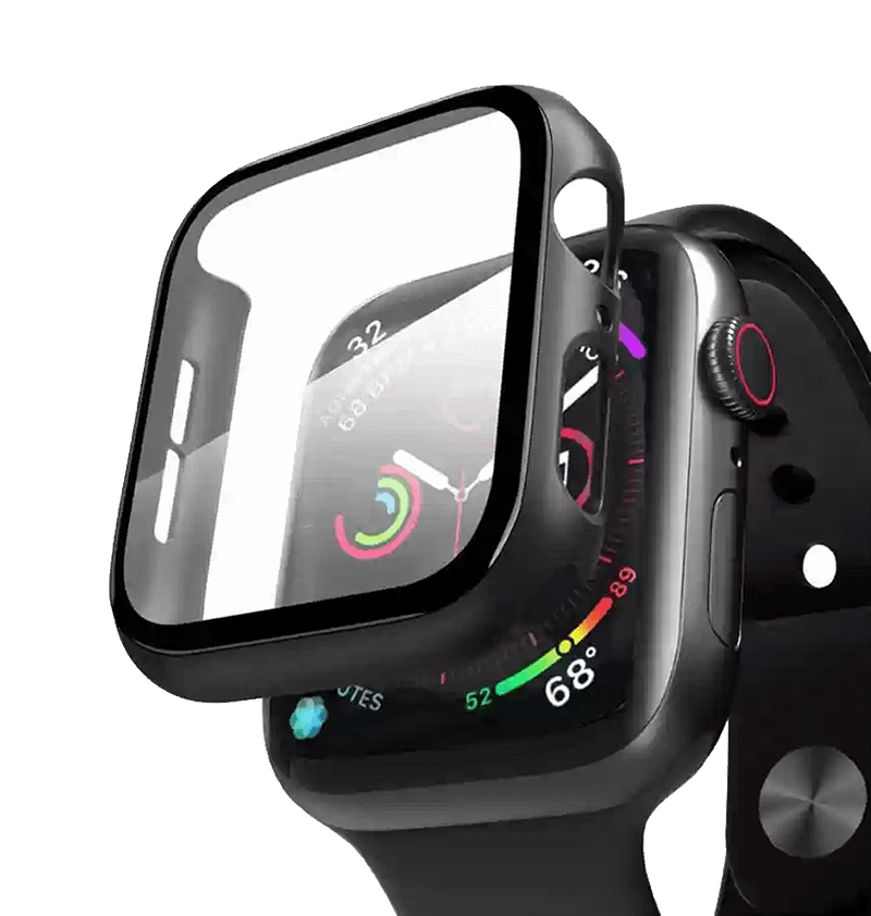 Apple Watch 41mm 360° glass matte wallet/flip cover, black, secure and stylish design