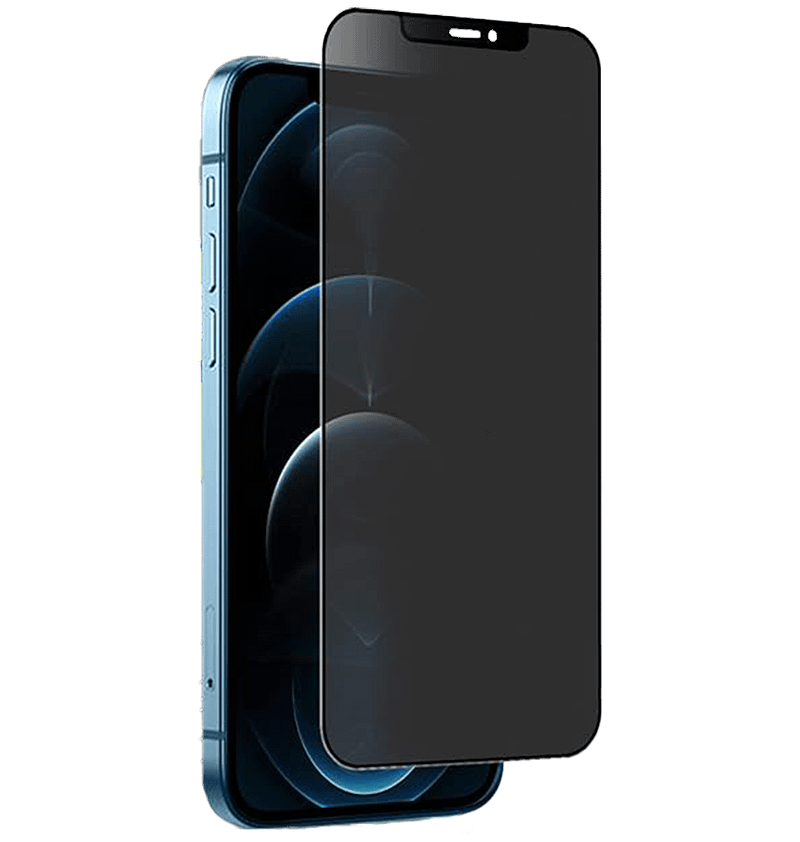 Black generic privacy tempered glass for iPhone 12 Pro Max, secure and private screen protection