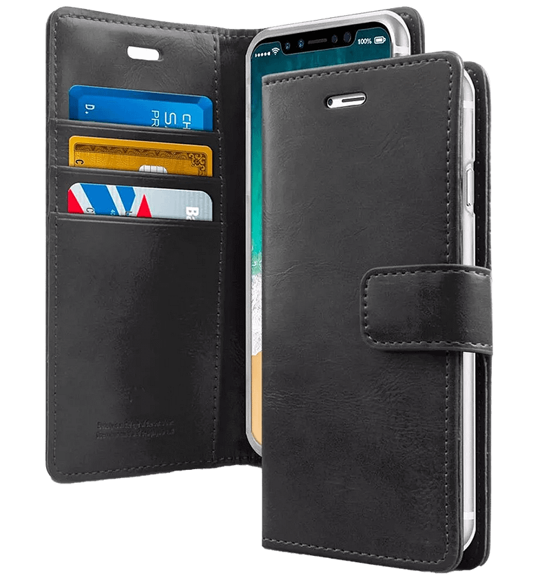Black Mercury Bluemoon Diary flip wallet cover for iPhone 13 Pro Max, durable and functional.