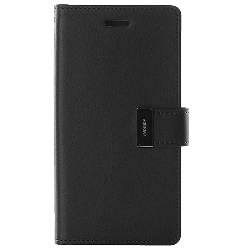 Black Mercury Rich Diary flip wallet cover for iPhone 13 Pro Max, elegant and functional design.
