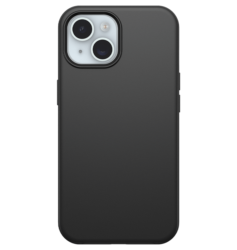 Black Otterbox Symmetry Plus Magsafe back cover for iPhone 13/14/15/16e, rugged and protective