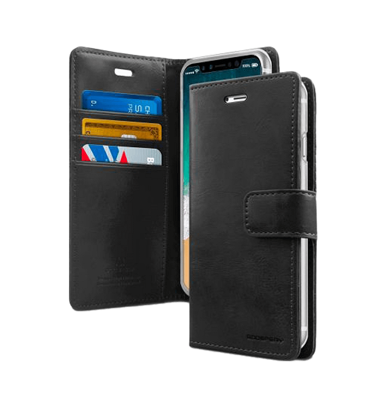 Black Bluemoon Mercury Diary Flip Wallet Case for iPhone 16 Pro Max, elegant